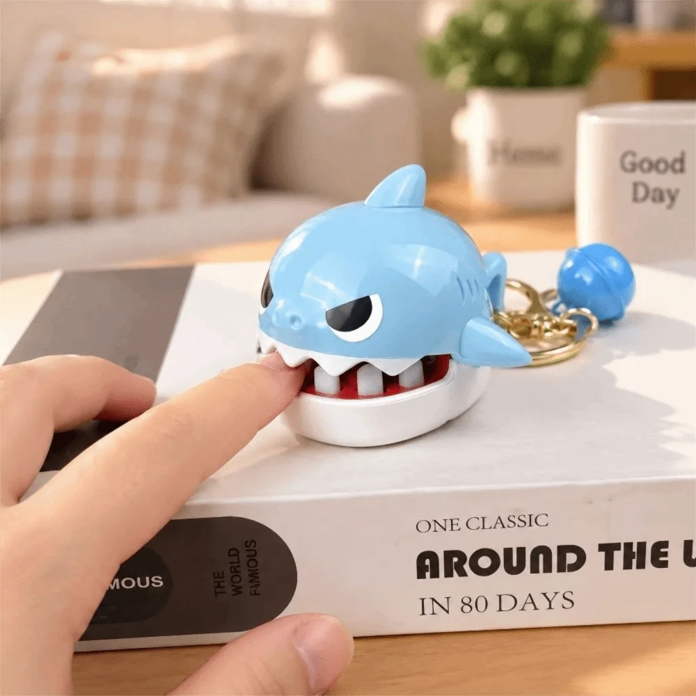 Cartoon Shark Keychain Biteable Various Colors Shark Keyring Creative Small Finger-Biting Keychain Spend Time Together