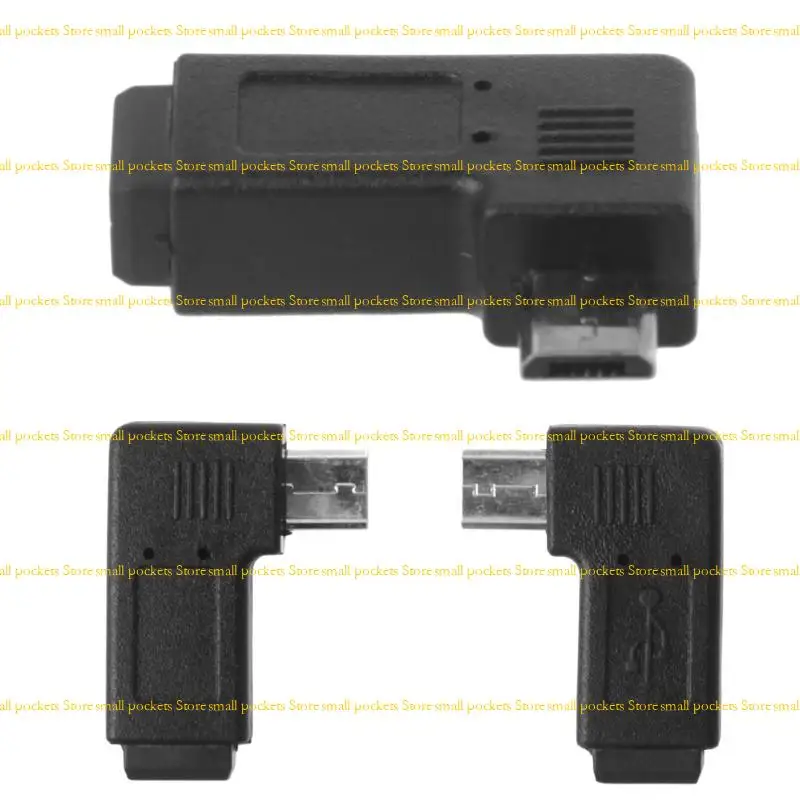 R1WD Adaptador sincronización datos Mini USB 5 pines a Micro USB macho en ángulo izquierdo y derecho