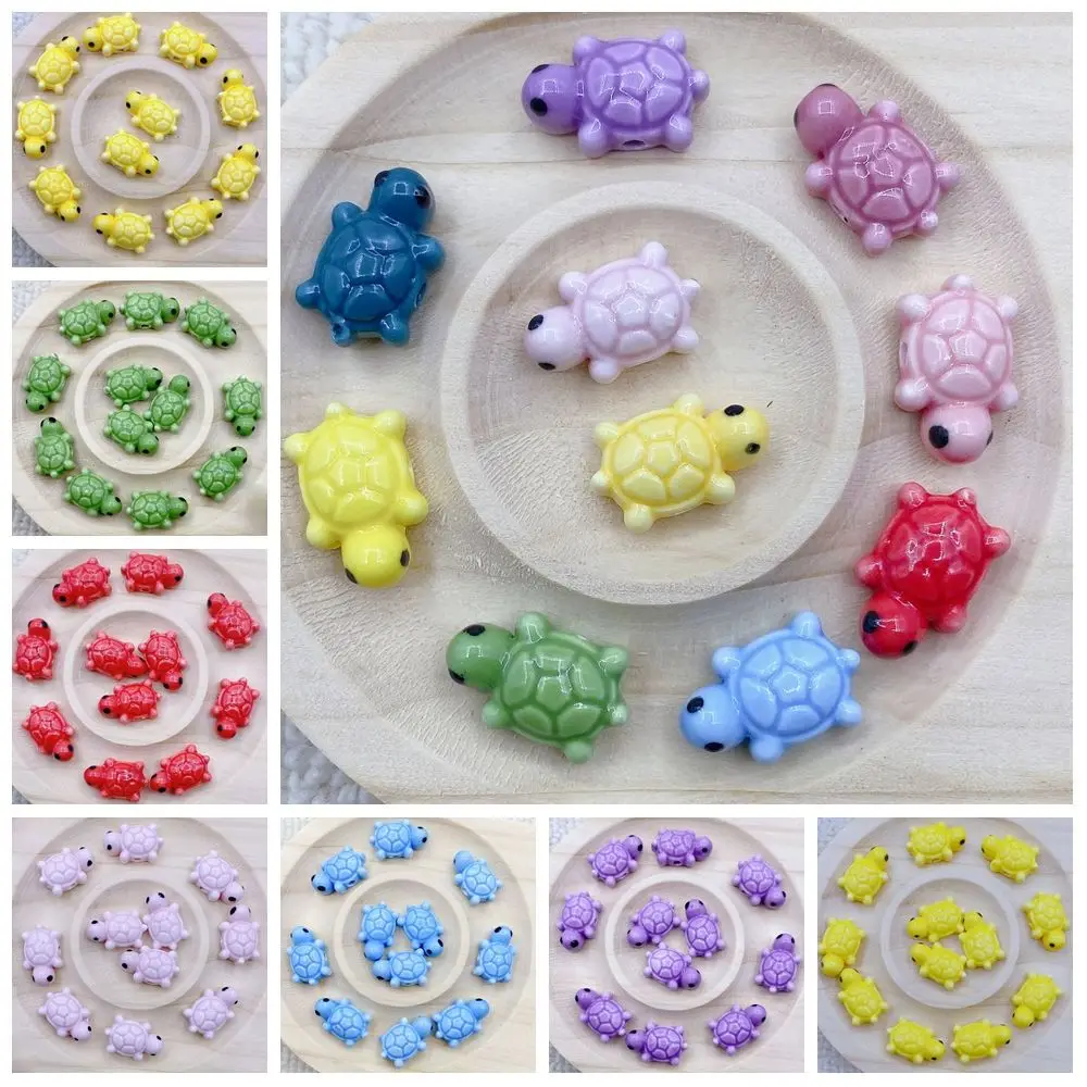 10 pçs artesanal artesanato bonito tartaruga grânulo cor fresca cerâmica espaçador contas soltas pulseira fazendo kit moda
