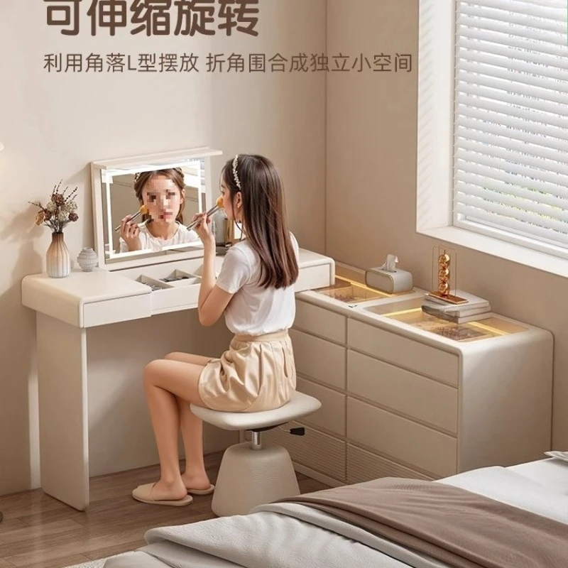 Multifunctional bedside table cabinet integrated rotatable and retractable semi-enclosed desk