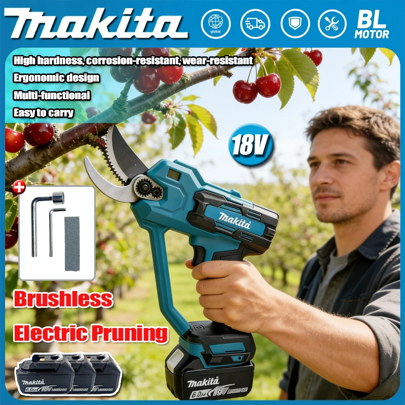 

Аккумуляторные бесщеточные электрические секаторы Makita 18В 2026 года, 35 мм, беспроводные ножницы для обрезки веток, мощный инструмент для резки, электроинструмент