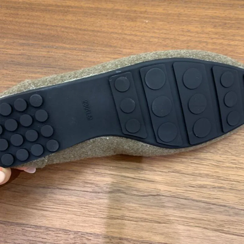 Modische, flache Schuhe aus Plüsch, zum Hineinschlüpfen, für Damen, weich und warm, mit Schmetterlingsknoten, aus Flockstoff, flache Damenschuhe mit Fell, neue Herbst-/Winterkollektion. – Detail 8