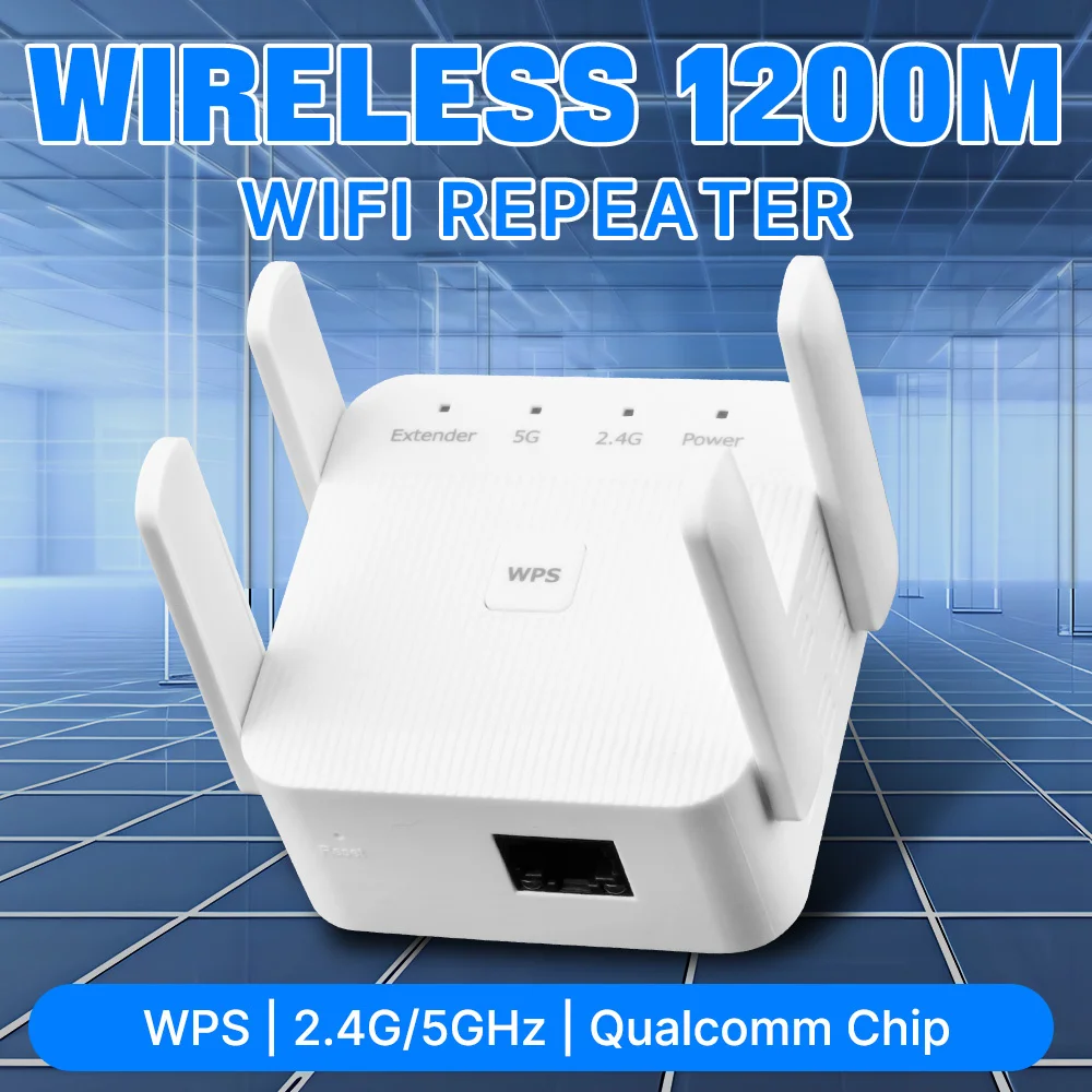 

AC1200 WiFi Repeater Wireless Extender Dual Band 2.4/5Ghz Ethernet Wi-Fi Signal Booster Long Range Amplifer AP Router