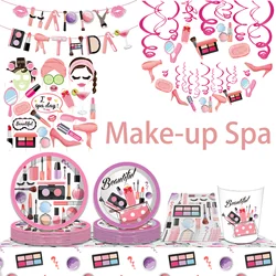 Make-up Spa Party Disposable Tableware Set Cosmetic Beauty Spa Birthday Cups Plates Napkins Festival Party Table Decor