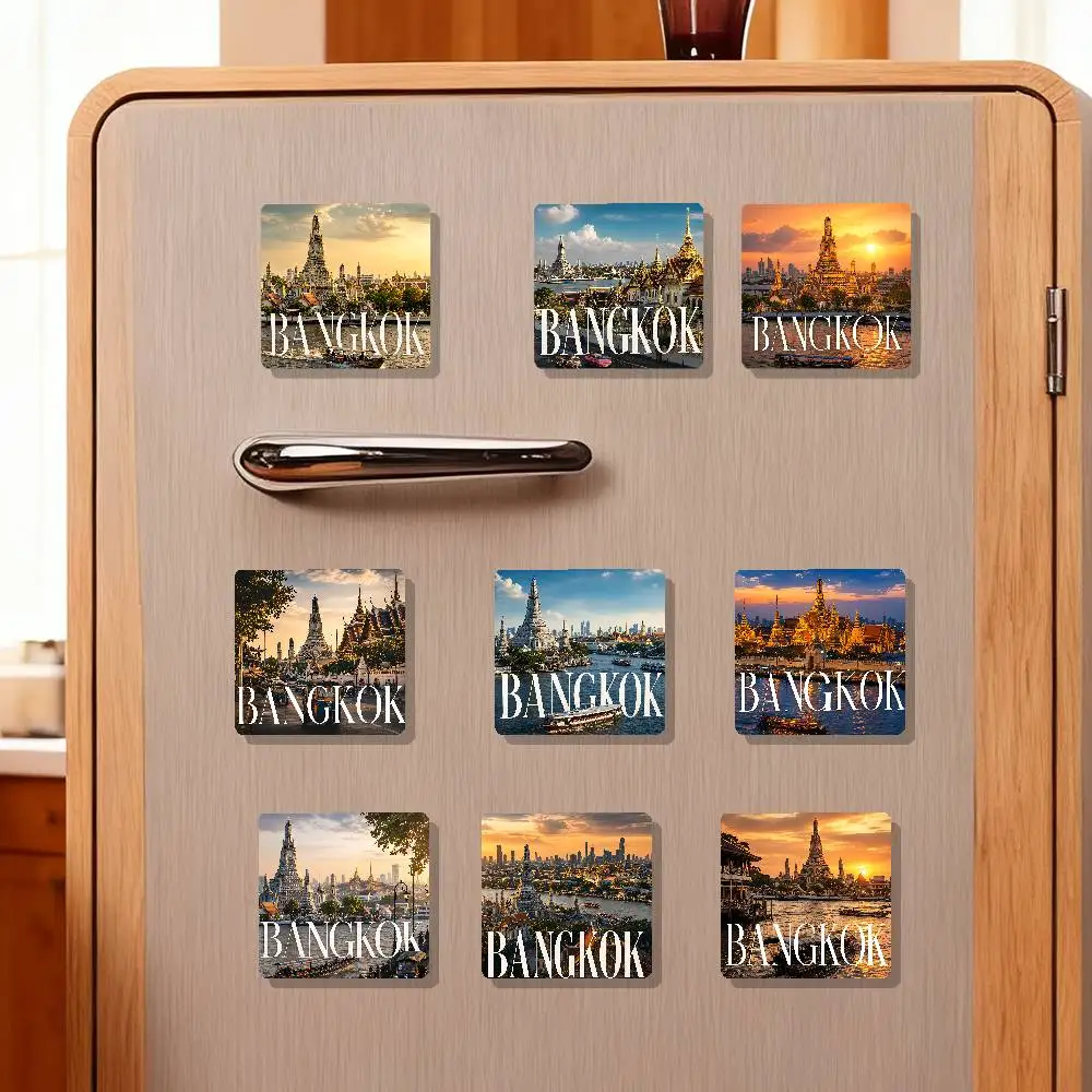 BANGKOK City Cityscape Refrigerator Magnets Personalized Fridge Magnet Square Shape Fridge Refrigerator Wall Door Decoration