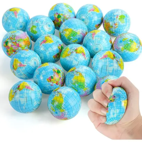 1/12pcs 글로브 짜기 공 지구 스트레스 릴리프 공 거품 짜기 공 손가락 운동 파티 선물을위한 교육 스트레스 공