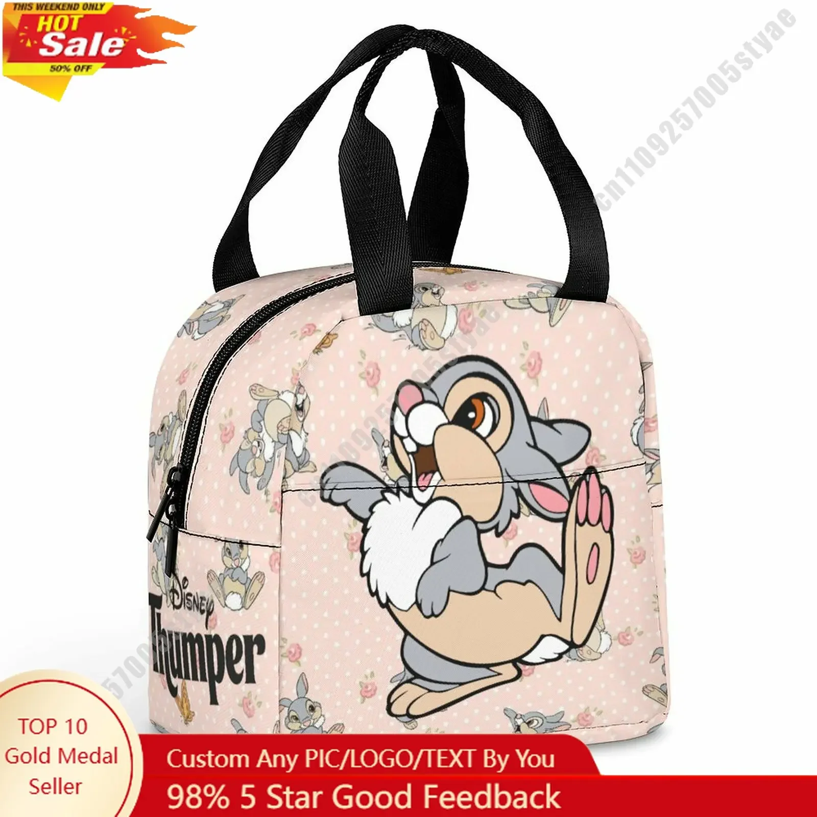 

Thumper Lunch Bag Disney Animal Patterns Bento Bag DIY Custom Text Photo Logo Portable Aluminum Foil Food Bag