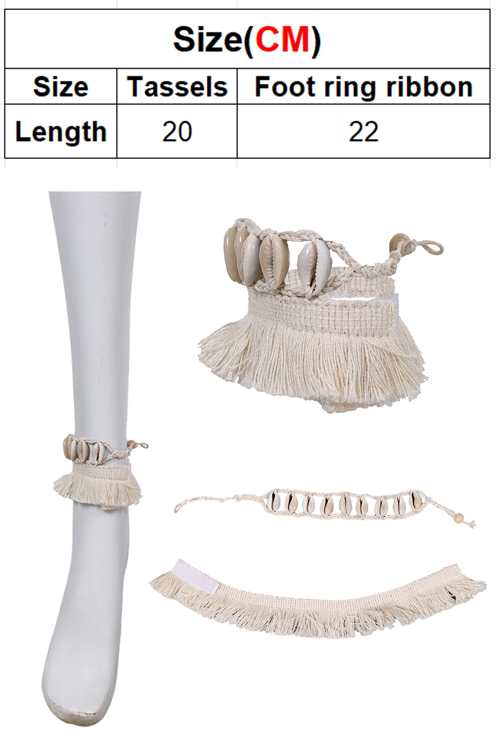 Moyana tobillera pulsera con borla película de dibujos animados Polinesia princesa Cosplay accesorios de fantasía mujeres juego de rol decoración de fantasía