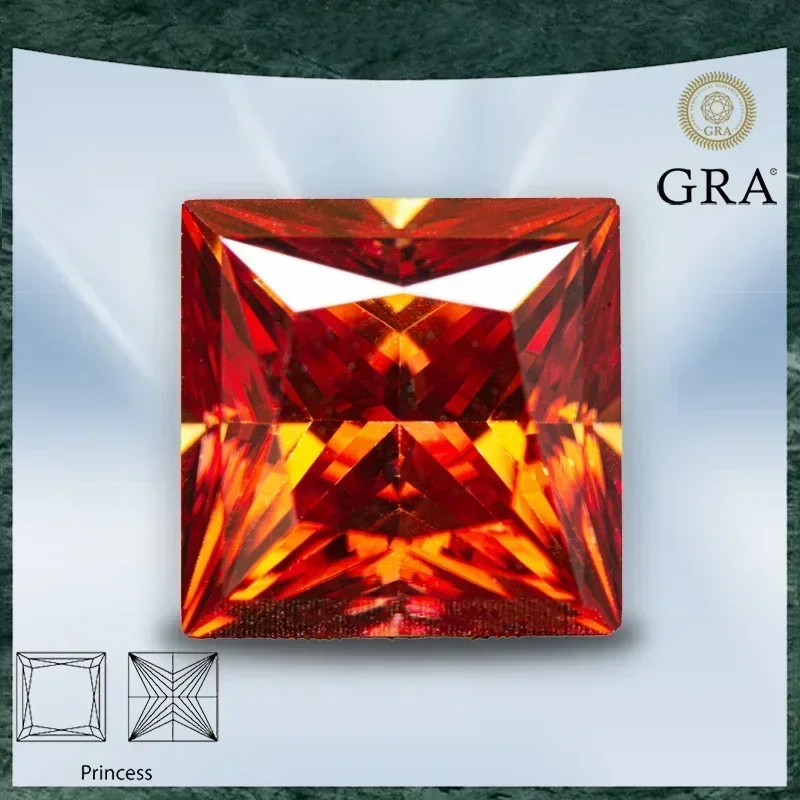 

Moissanite Stone Garnet Color Princess Cut VVS1 with GRA Certificate for Gemstone Charms Beads Top Jewelry Making Materials