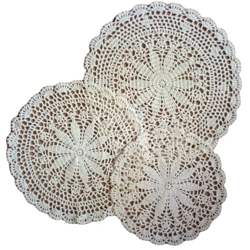 NEW Round cotton table place mat pad Cloth crochet placemat wedding Christmas flower kitchen Table decoration and accessories