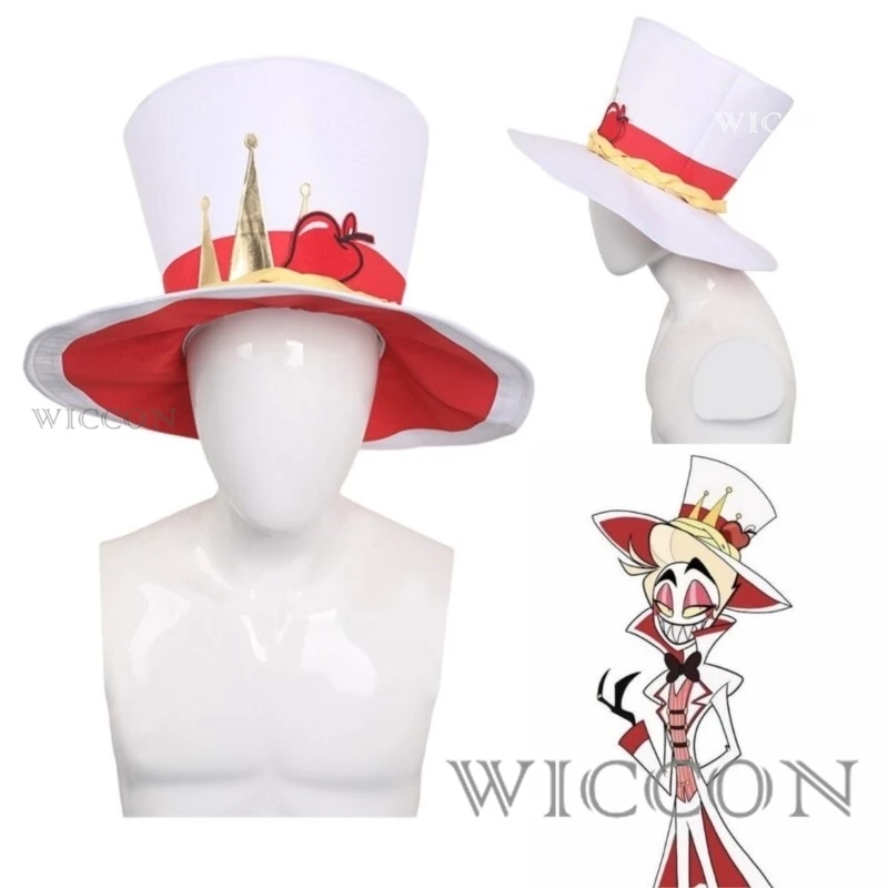 Lucifer Cosplay Hat Wig Fantasia Cartoon Anime Hotel Costume Disguise for Adult Men Women Halloween Carnival Party Accessories