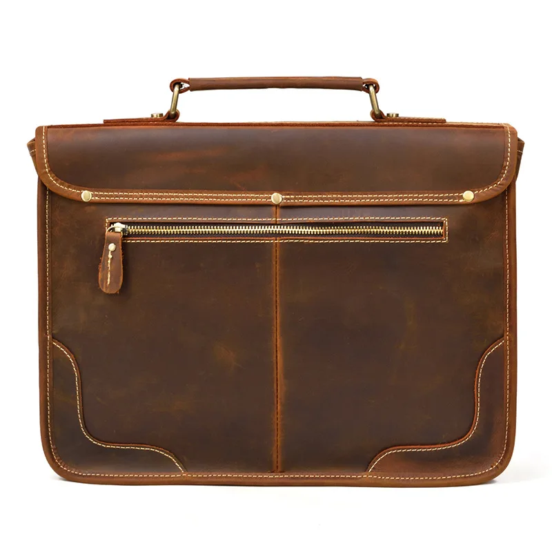 Retro Mannen Aktetassen Tas Voor Documenten Advocaat/Kantoor Tas Voor Mannen Handtas Schoudertas Laptop Tas Mannen Echt lederen Aktetas