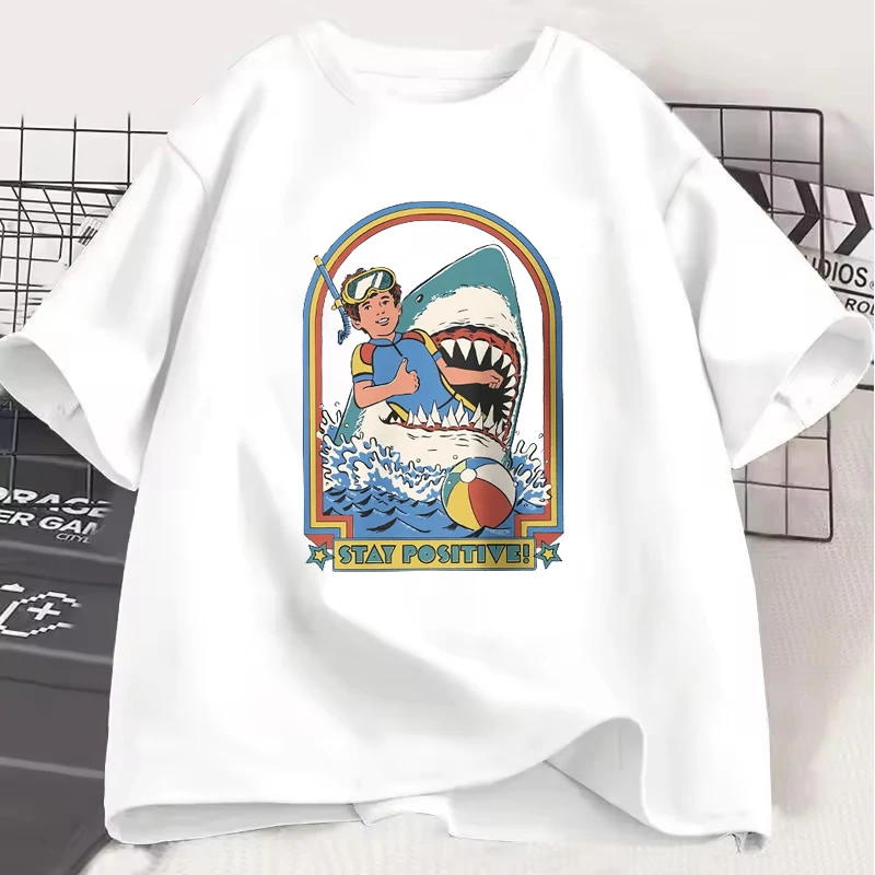 Men Stay Positive Printed Classic Vintage Funny T-Shirt For Men Women Summer Sportswear Casual Oversized Loose Couple's T-Shirts
