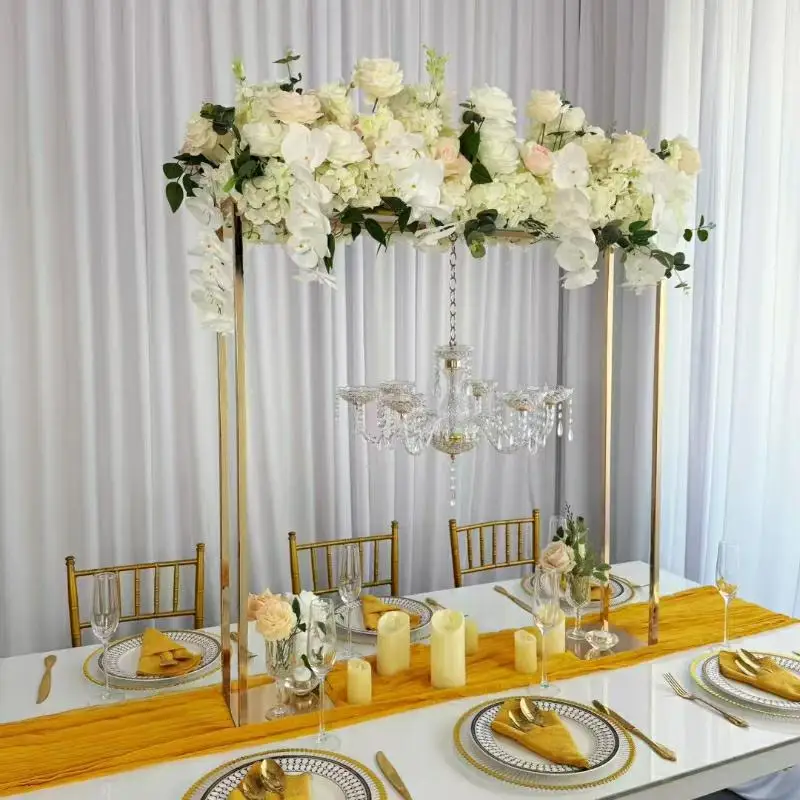 Luxury Event Party Table Centerpieces Candle Decoration Flower Arch Chandelier Ornaments Display Stand Flower Row Holder 5PCS