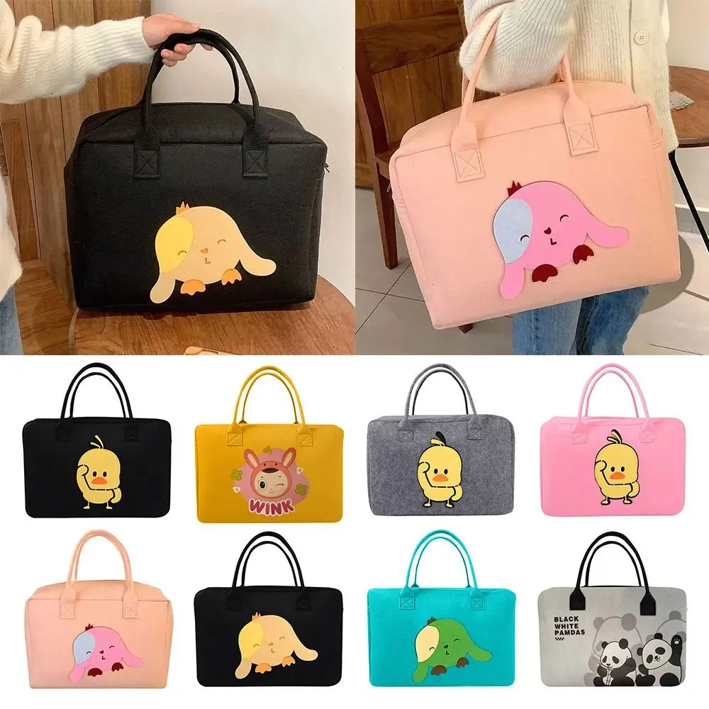 Reusable Felt Travel Bag Fashion Large Capacity Cartoon Tote Bag Storage Bag Shoulder Bag Travel