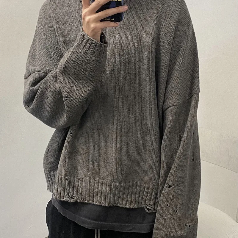 

2024aw Sweatshirts Men's Casual Warmth Sweaters Solid Heavy Fabric Pullover Y2k Clothes O-Neck Knitwear