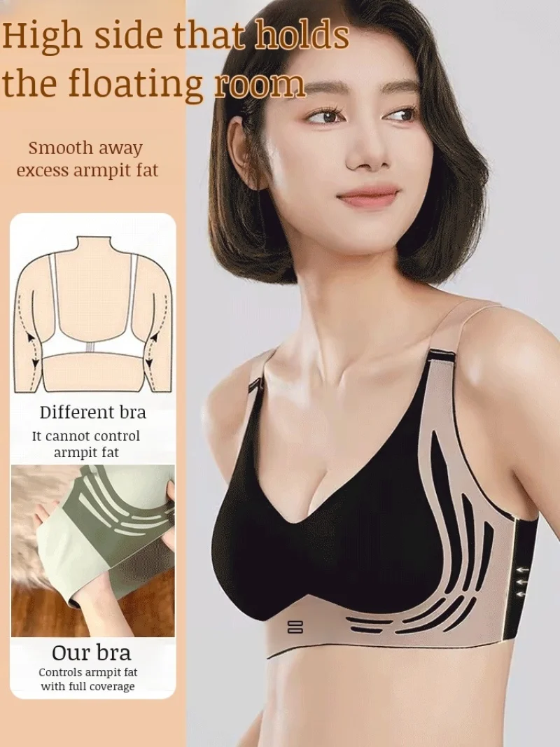 

Women's Seamless Wireless Bra Push Up Support Anti-Sagging Shockproof Adjustable Strap Underwear