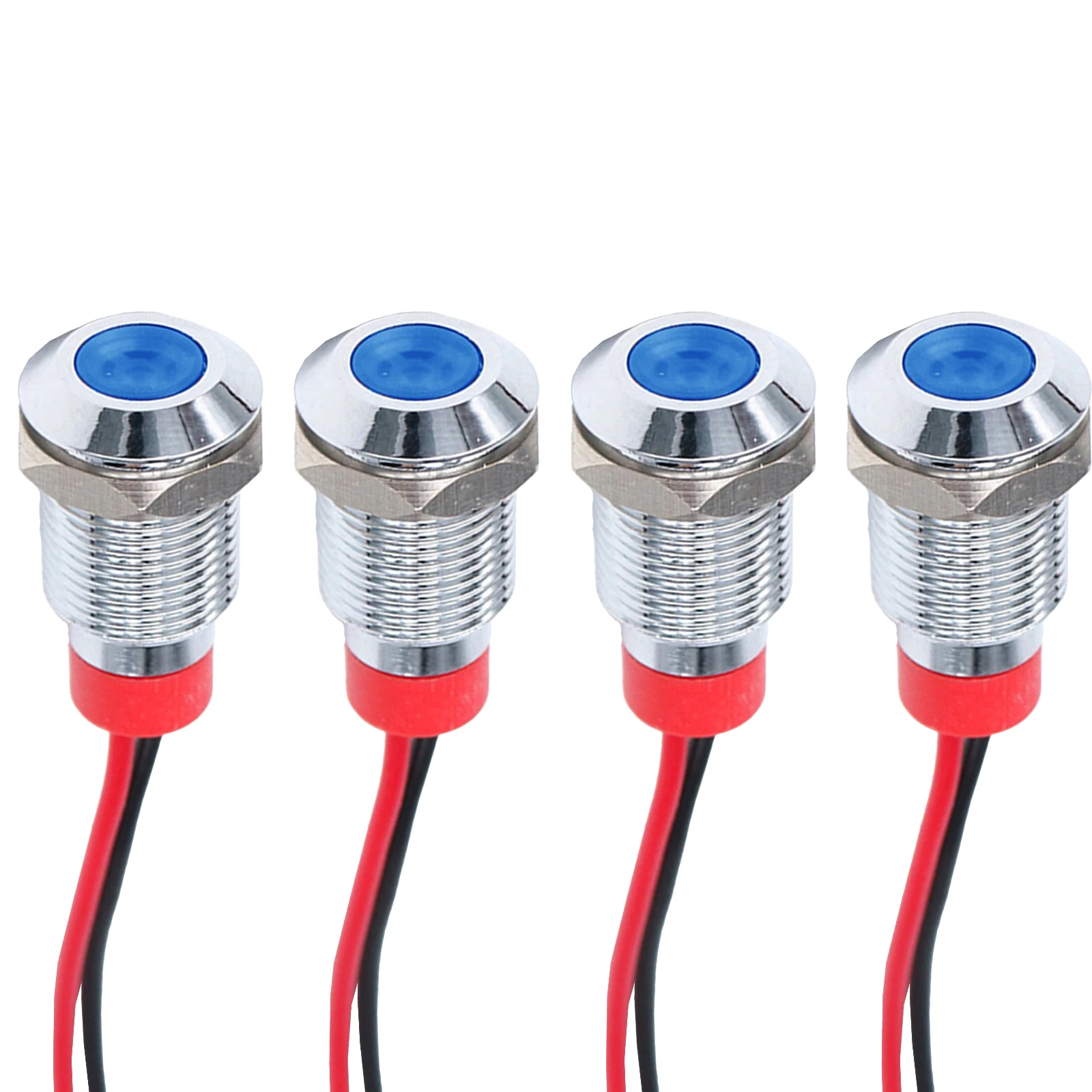 Metal Panel Signal Light Alarm Indicator 10mm LED Indicator White LED Indicator Light 15cm Wire Length AC DC 12-24V