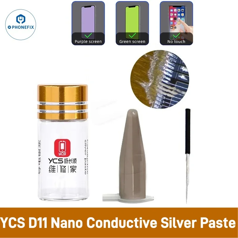YCS D11 Nano-conductive Silver Paste Low Resistance for IPhone Android Line Cable Green /yellow Screen Circuit Repair Tools Kit