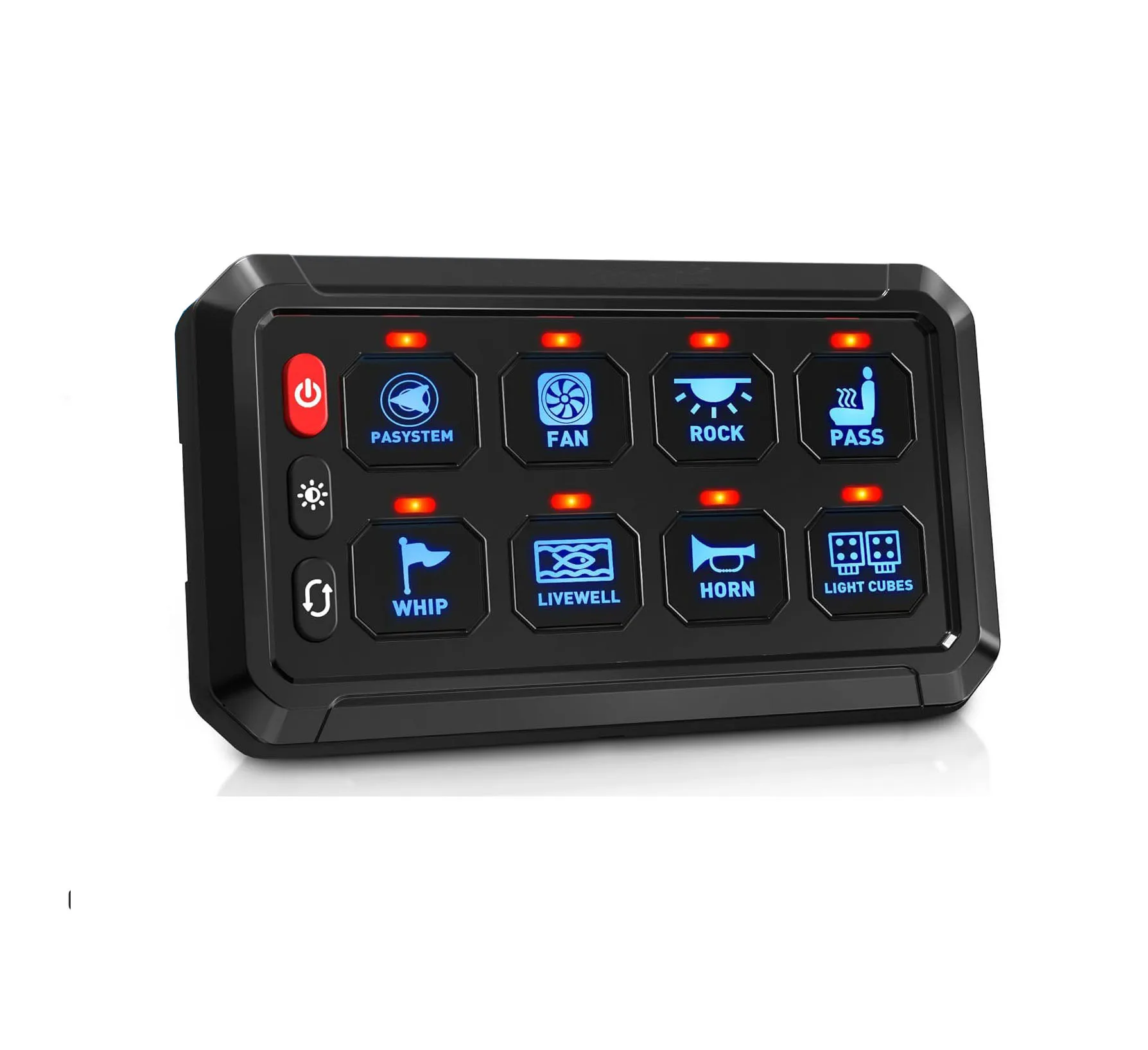 8 Gang Switch Panel P1S-B08 Blue 60Amp 720/1440W Toggle/Touch ON-Off Momentary Circuit Control Relay Box for Camper RV ATV