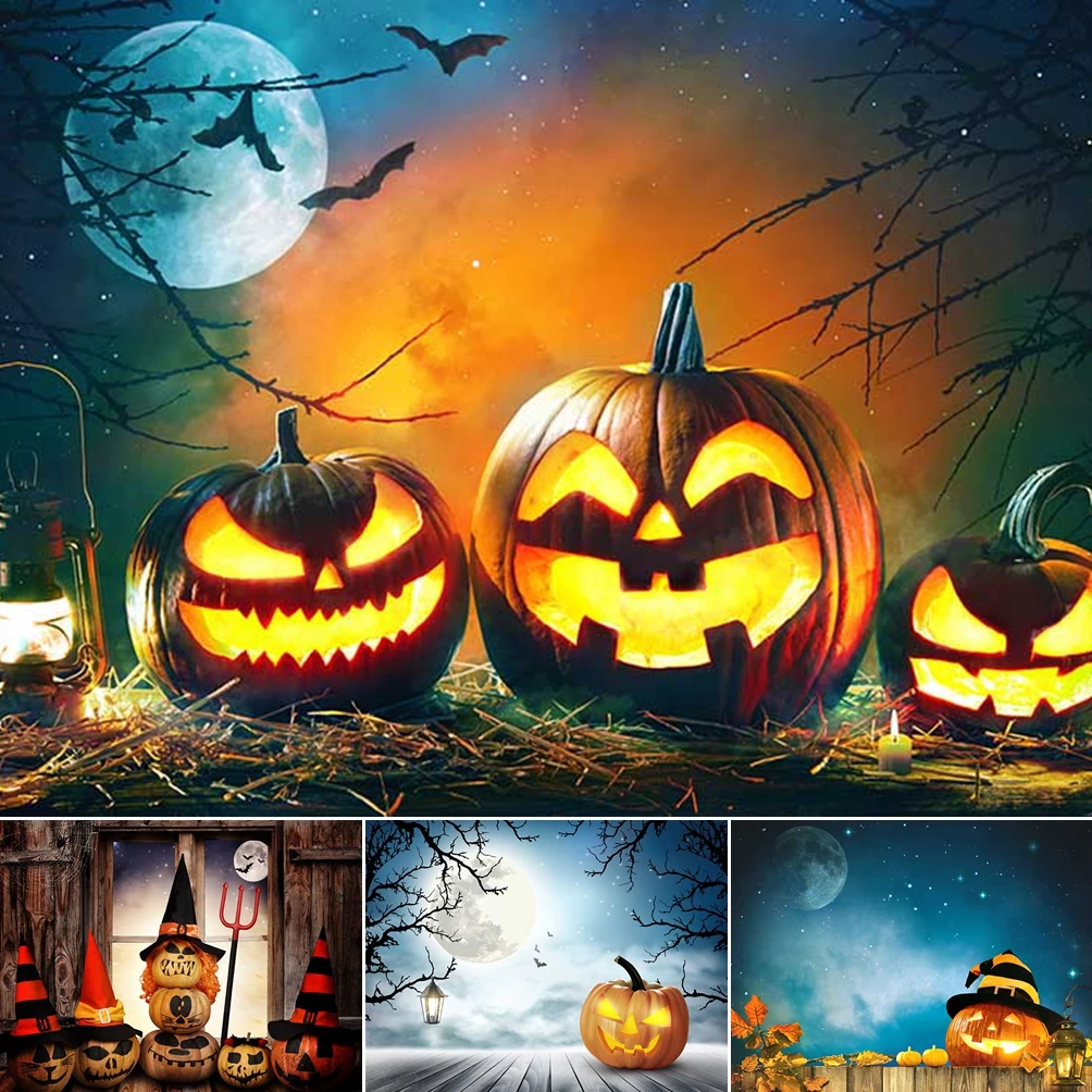 

MOON.QG Backdrops Photozone Moonlit Night Candles Halloween Backgrounds Photographs Portrait Photo Studio Kids Shooting Props
