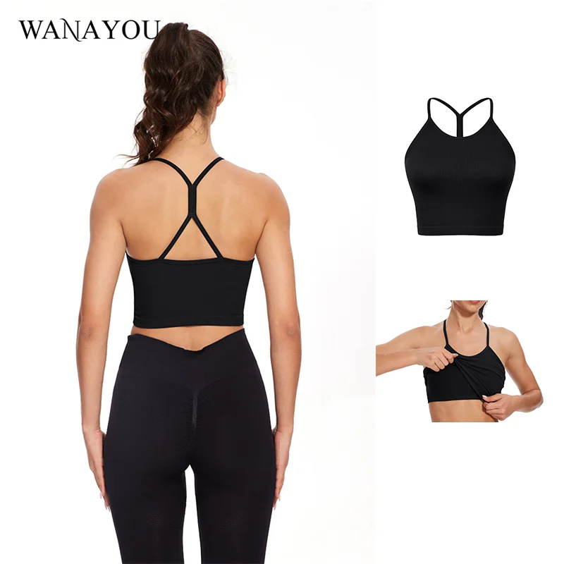 

WANAYOU Women Yoga Bras Beauty Back Sports Gym Tops,Seamless Fitness Yoga Vest, Paded Fitness Workout Crop Top Running Shirts