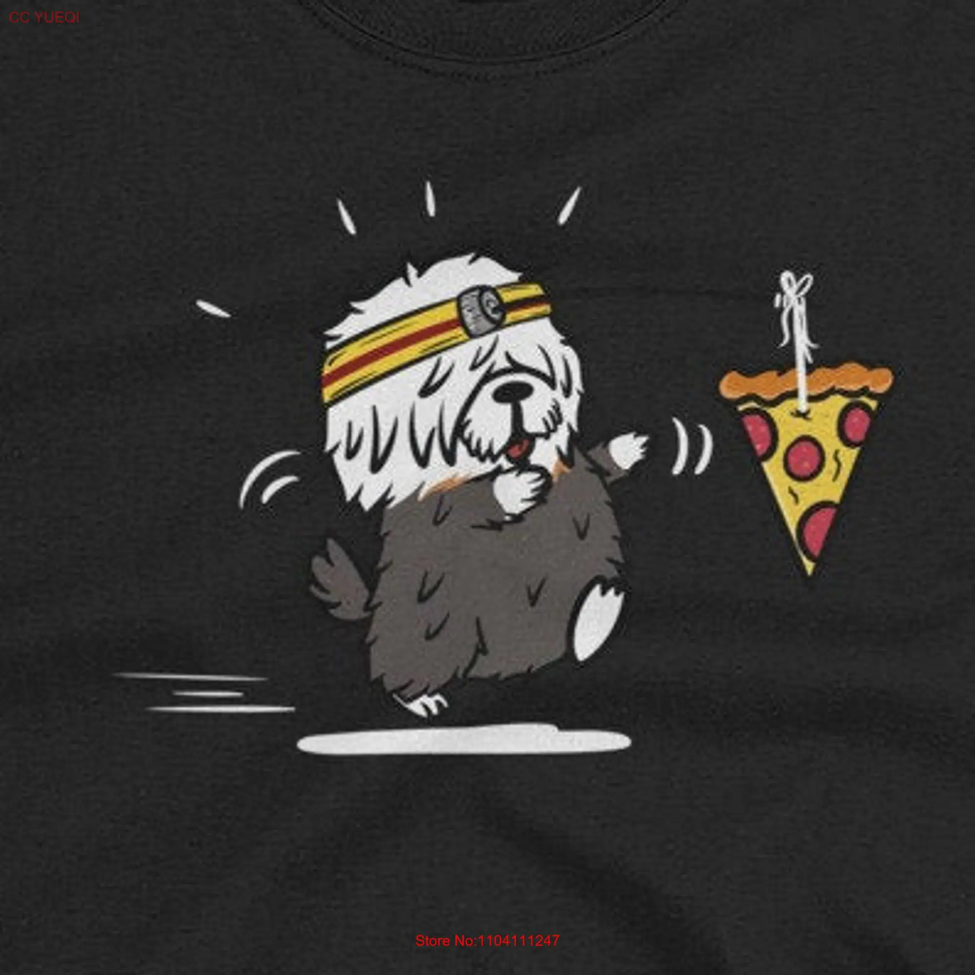 Old English Sheepdog Pizza Lover Running T Shirt Funny OES Dog long or short sleeves