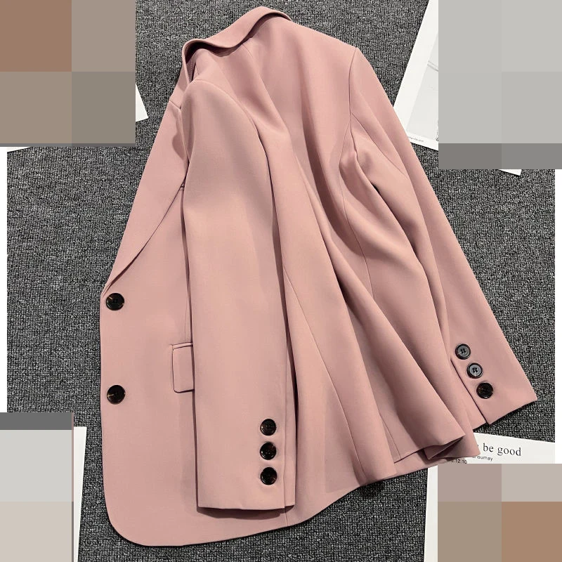 

Pink casual small suit jacket women's design niche loose top spring and autumn student suit women blazer feminino