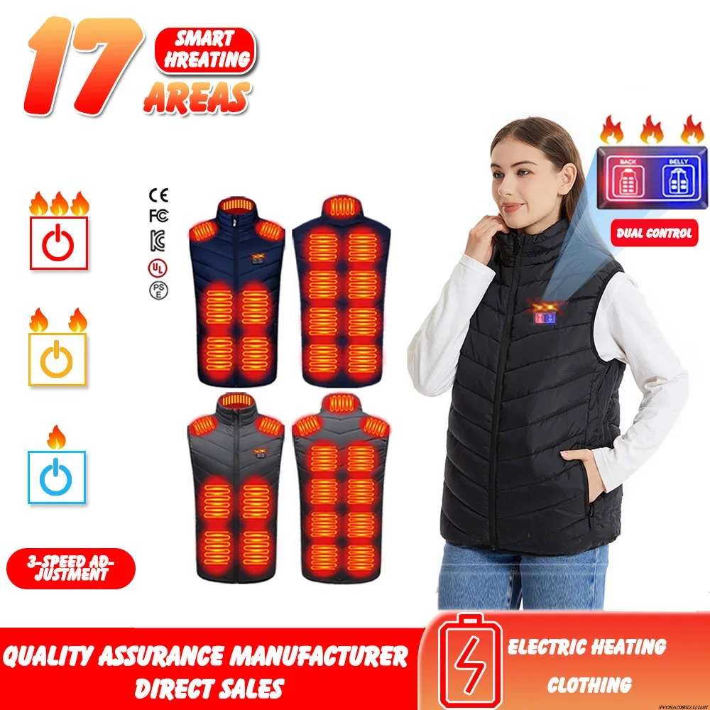 

Winter 21 Zone Heating Vest Jacket USB Smart Electric Sleeveless Jacket Self-heating Clothes Women's Men Snow Warm Padded Coat