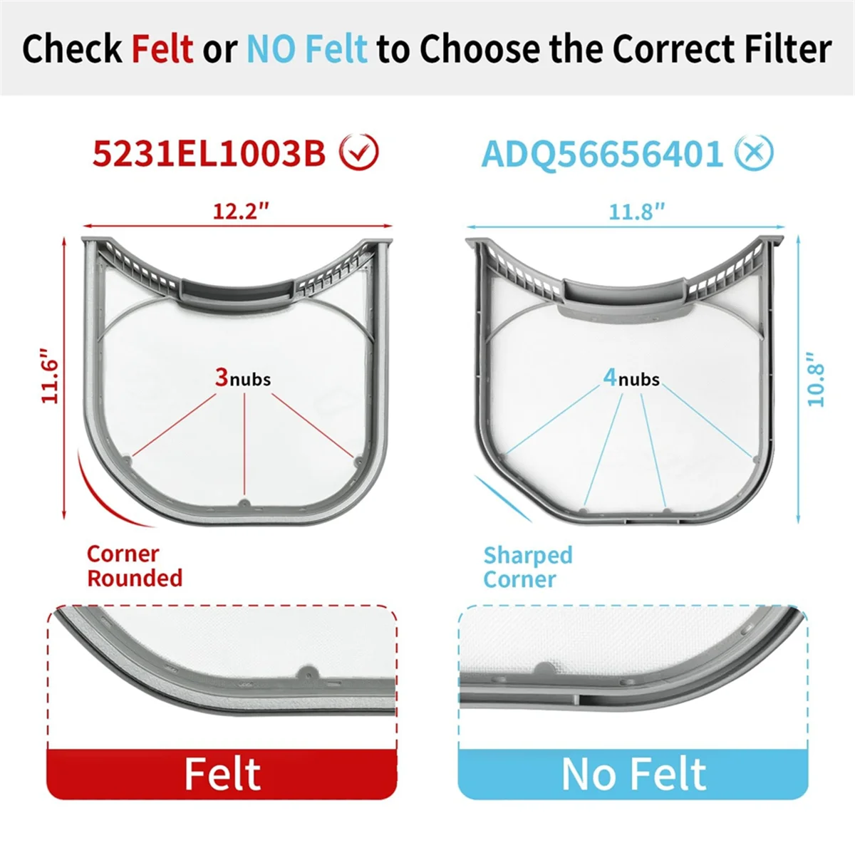 5231EL1003B Dryer Lint Filter for LG Kenmore Dryer Vent Lint Screen Replace AP4440606 PS3527578