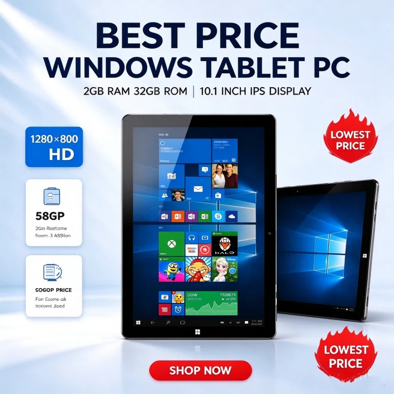 10.1 INCH DS232 WINDOWS 10 Tablet PC Z8300 CPU 1280*800 IPS Screen 2GB DDR RAM 32GB ROM WIFI Dual Camera HDMI-Compatible