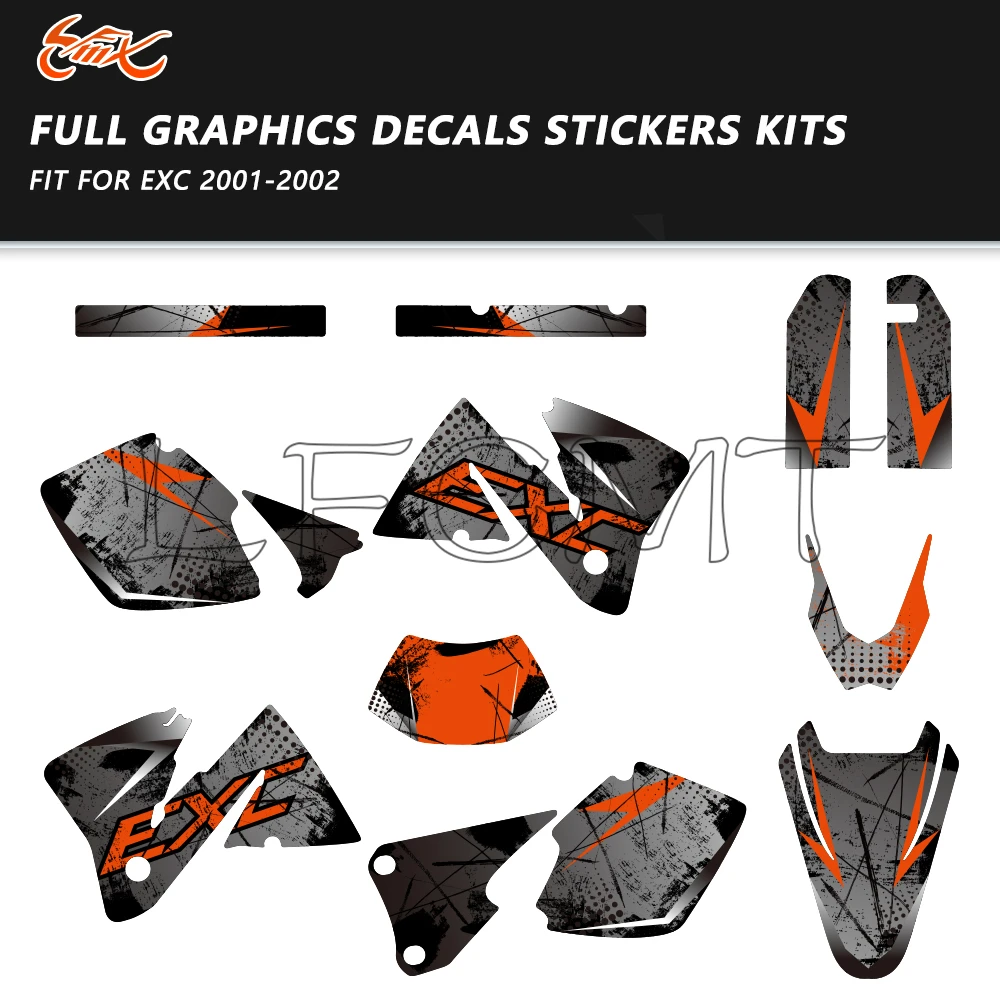 

Thickened Motorcycle Graphics Background Decals Sticker Kit Fit for EXC 250 300 350 400 520 EXC-F MXC 200 300 2001 2002