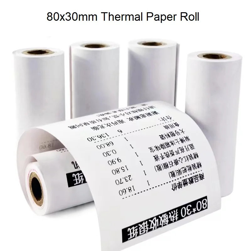 10 Rolls 80x30mm Thermal Paper Cash Register Paper for 80mm Mobile POS Printer Mini Printer Accessories