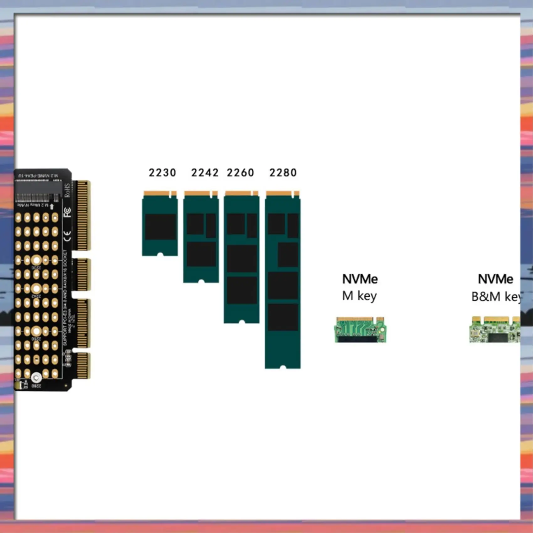 AC18(Guaranteed) M.2 NVME To PCI-E 4.0 Adapter Card M.2 M-KEY Slot Supports 1U Server