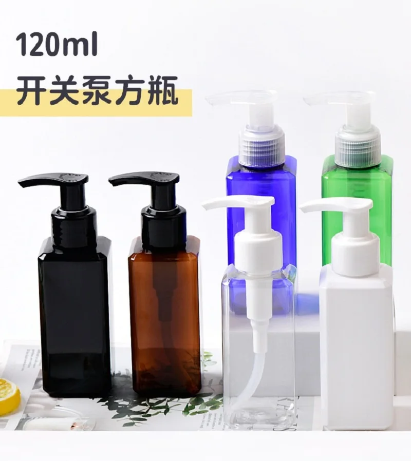 

120ml square plastic PET BOTTLE R&L PUMP toilet water lotion emulsion serum essential toner skin care cosmetic packing