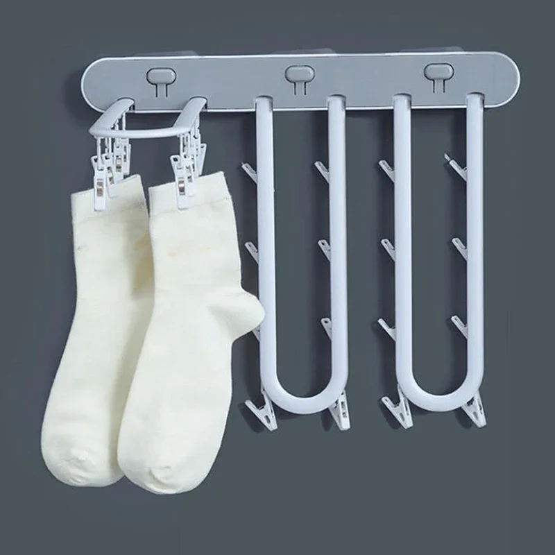 

Multi Functional Drying Rack for Socks Underwear Laundry Storage Wall Mounted Balcony Folding Clothes Rack