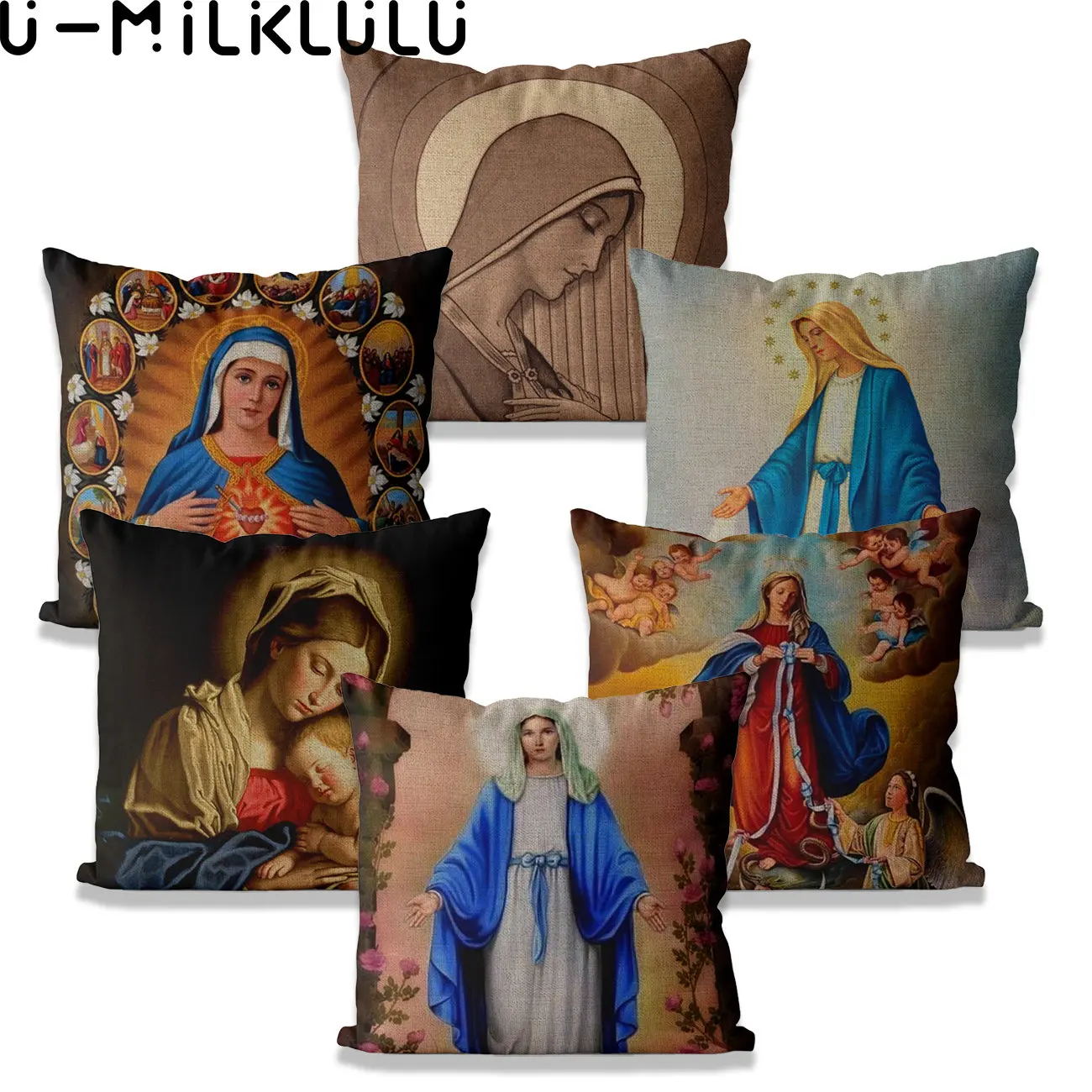 

Jesus Maria American Retro Home Decor Pillowcase, Nordic Decorative Pillow Cover, Chair Seat, Car Couch, 45x45, 40X40