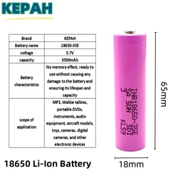 3500mAh 3.7v 25A high-power INR18650 35E prime mover lithium battery, suitable for flashlights and other electronic devices