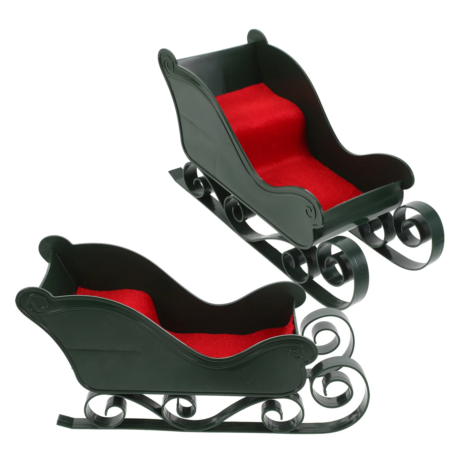 

2Pcs Christmas Sleigh Candy Holder: Elegant Plastic Sled Decoration for Desktop Shelf Or Under Tree Festive Table Decor and