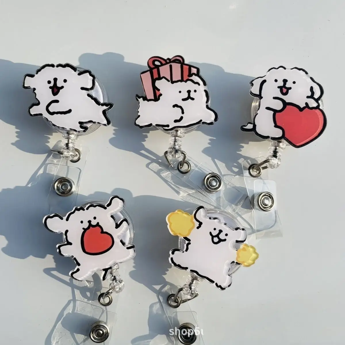 2026 New Arrival 1 Piece Acrylic Anime Dog Retractable Nurse Badge Reel Cute Student Doctor ID Card Holder Keychains Lanyard
