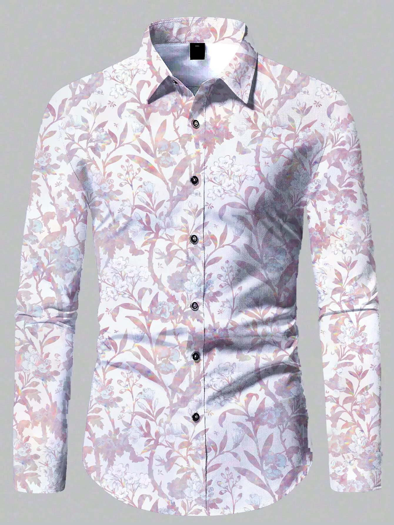 2024 Men\'s Button Retro Long Sleeve Shirts New Casual Design Shirt Fashion 3D Printed Flower Pattern Men\'s Clothing Tops