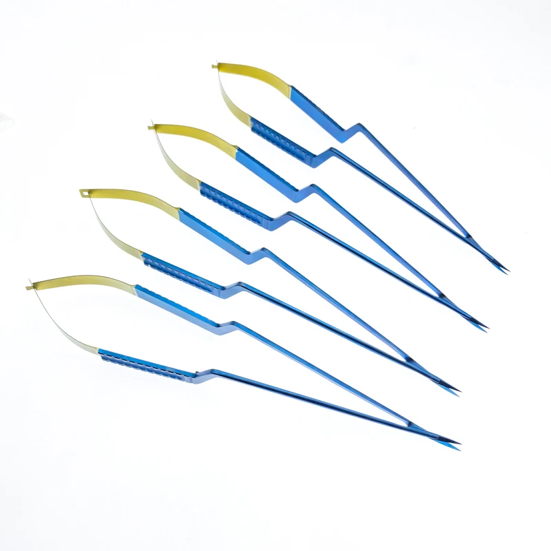 

1pcs Titanium Micro Scissors Flat Handle 11mm Blades Straight/Curved Neurosurgery Instruments