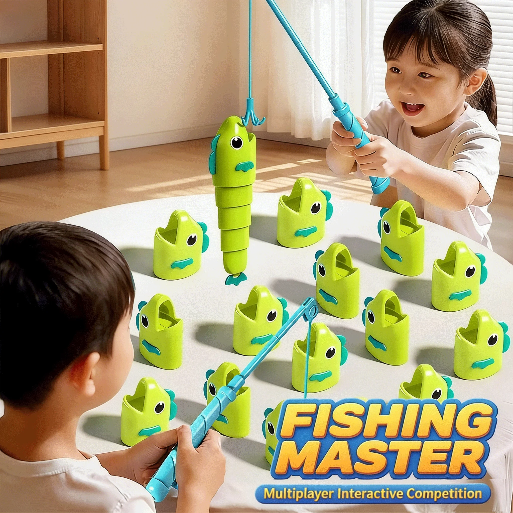 Jogo de Pesca Interativo para Pais e Filhos, Brinquedo Educacional Montessori para Habilidades Motoras Finas para Crianças