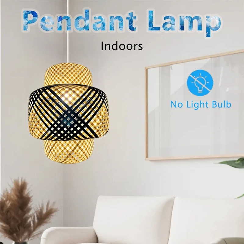 

2025 Bamboo Weaving Chandelier Lamp 30cm Hanging LED Ceiling Light Pendant Lamp Fixtures Rattan Woven Home Bedroom Decors E27
