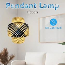 2025 Bamboo Weaving Chandelier Lamp 30cm Hanging LED Ceiling Light Pendant Lamp Fixtures Rattan Woven Home Bedroom Decors E27