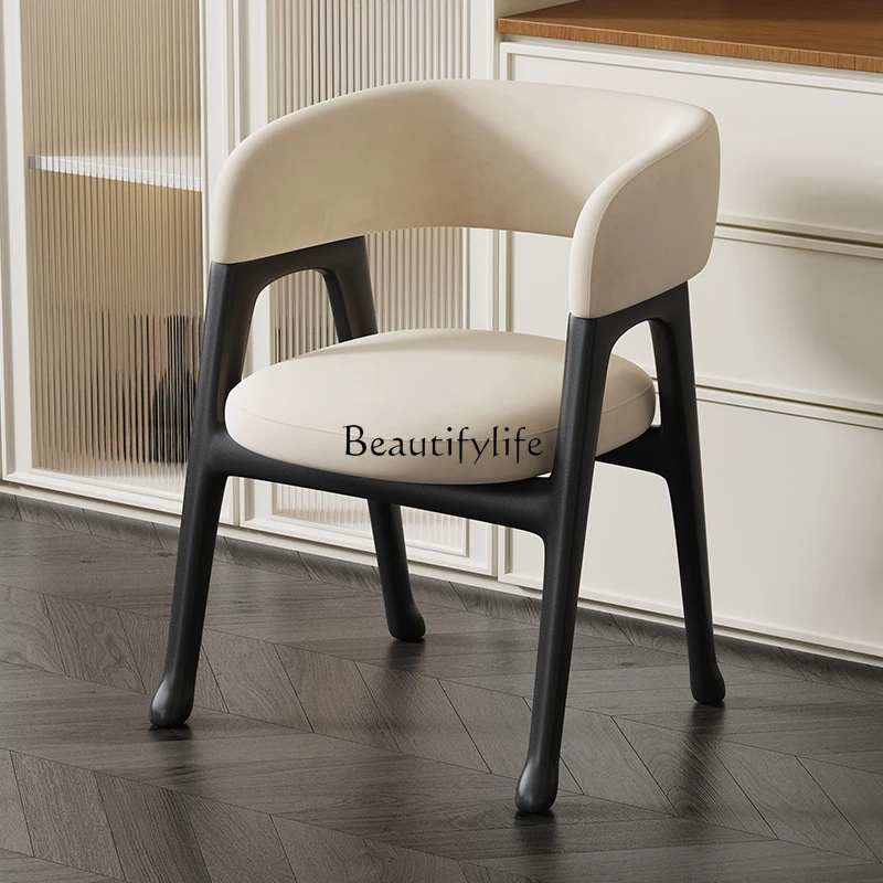 

05-Nordic light luxury dining chair matte cloth home simple modern restaurant designer comfortable back chair