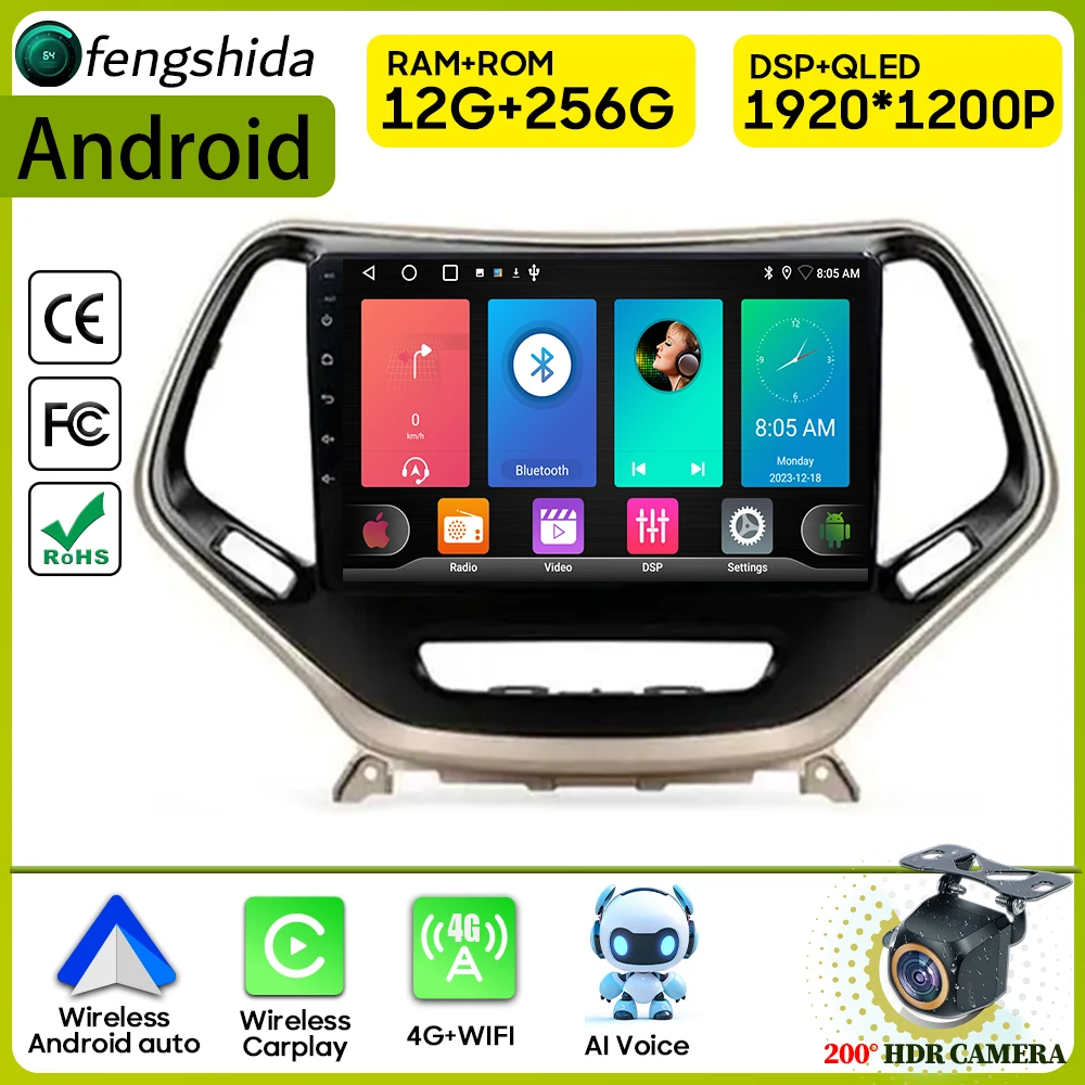 

Car Radio Carplay For Jeep Cherokee 5 KL 2014-2018 Navigation GPS Android Auto Stereo Autoradio Wifi Multimedia Player No 2din