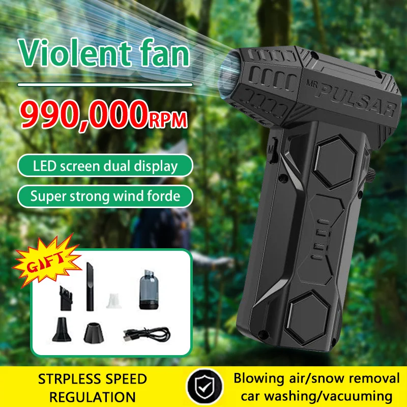 New Turbo Jet Blower 990000RPM High Power Air Blower Brushless Motor Turbo Fan Wind Speed 75m/s 10000mAh Violent Air Blower