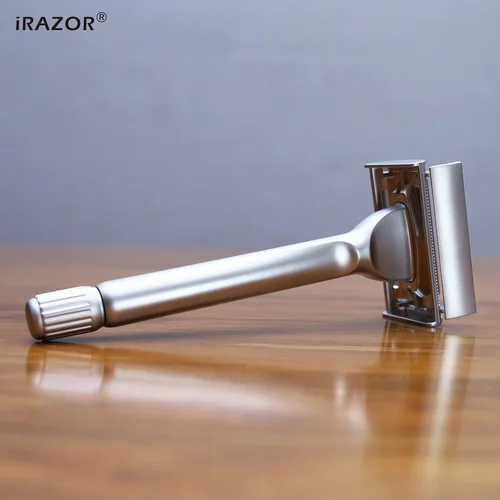 Imagen 2 del producto IRAZOR nueva maquinilla de afeitar de seguridad de doble filo con diseño de mariposa de aleación sólida pesada con 10 Uds de cuchillas para juego de regalo de aseo para hombres