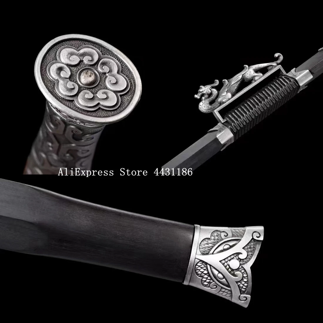 KungFu Small Sword Battle Ready Damascus Folded Steel Blade Chinese Han Dynasty Dagger Short Jian Metal Handle/Ebony Wood Sheath